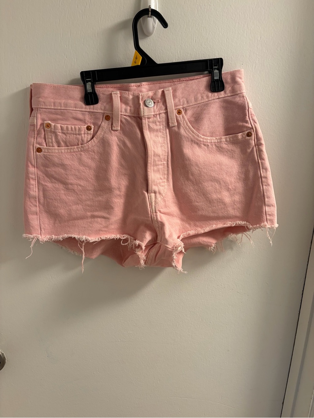 Levi's Pink Frayed Hem Denim Shorts